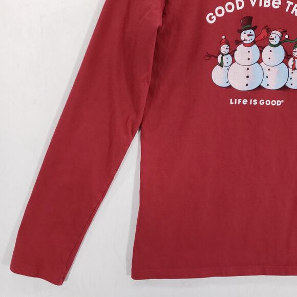 Life Is Good Shirt Womens Extra Small Red Snowman Good Vibe Tribe Crusher Tee - Picture 3 of 12